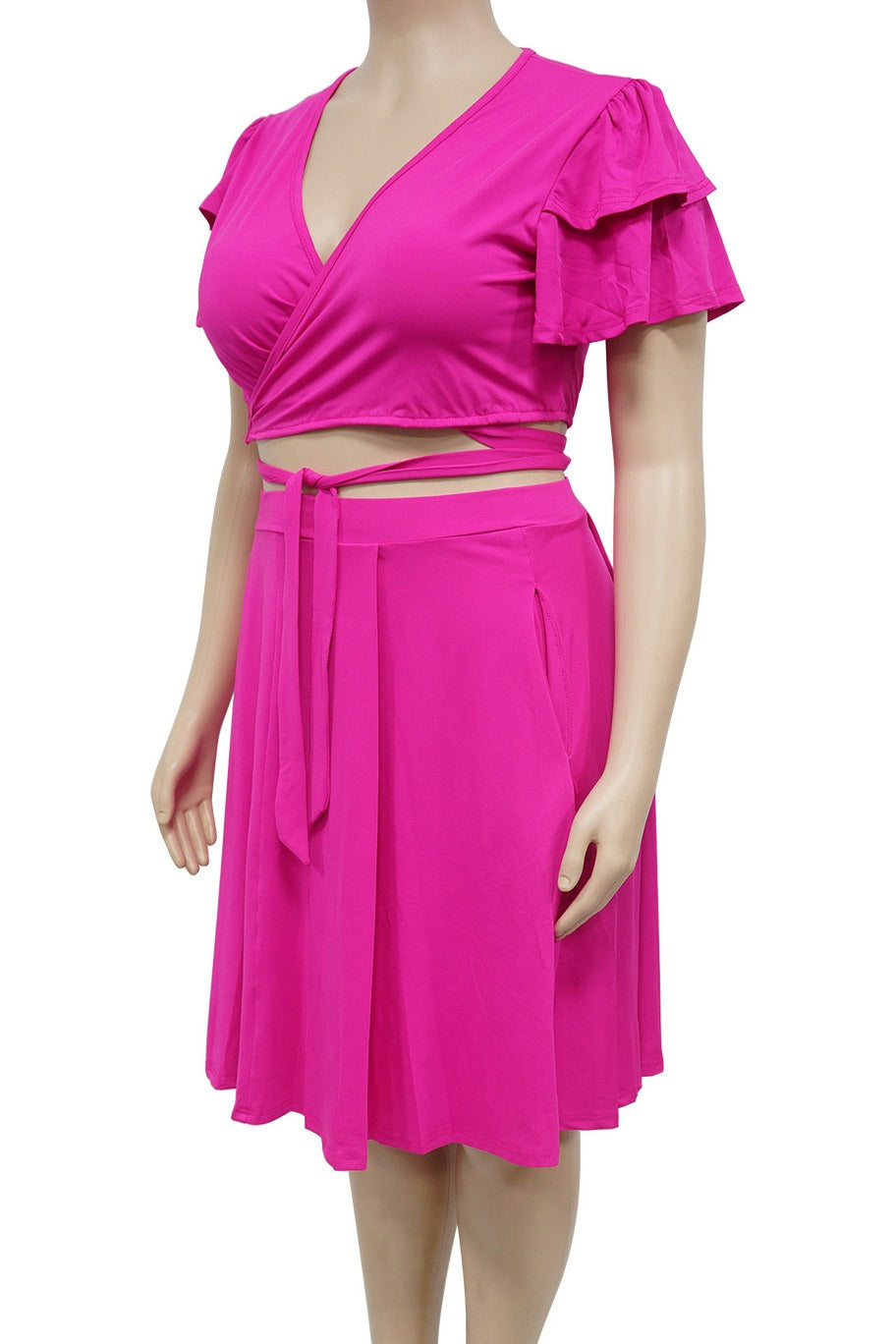 Plus Size Ruffle Tie Front Skirt Set LavishDaily
