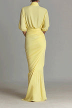 High Neck Half Sleeve Pleated Maxi Dress Lavish Daily