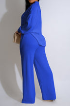 Loose Long Sleeve Top & Straight Pants Set Lavish Daily