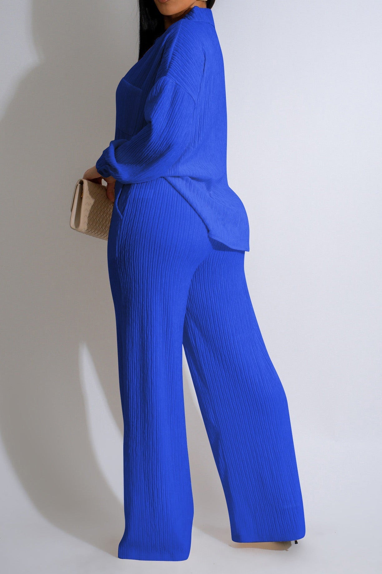 Loose Long Sleeve Top & Straight Pants Set Lavish Daily