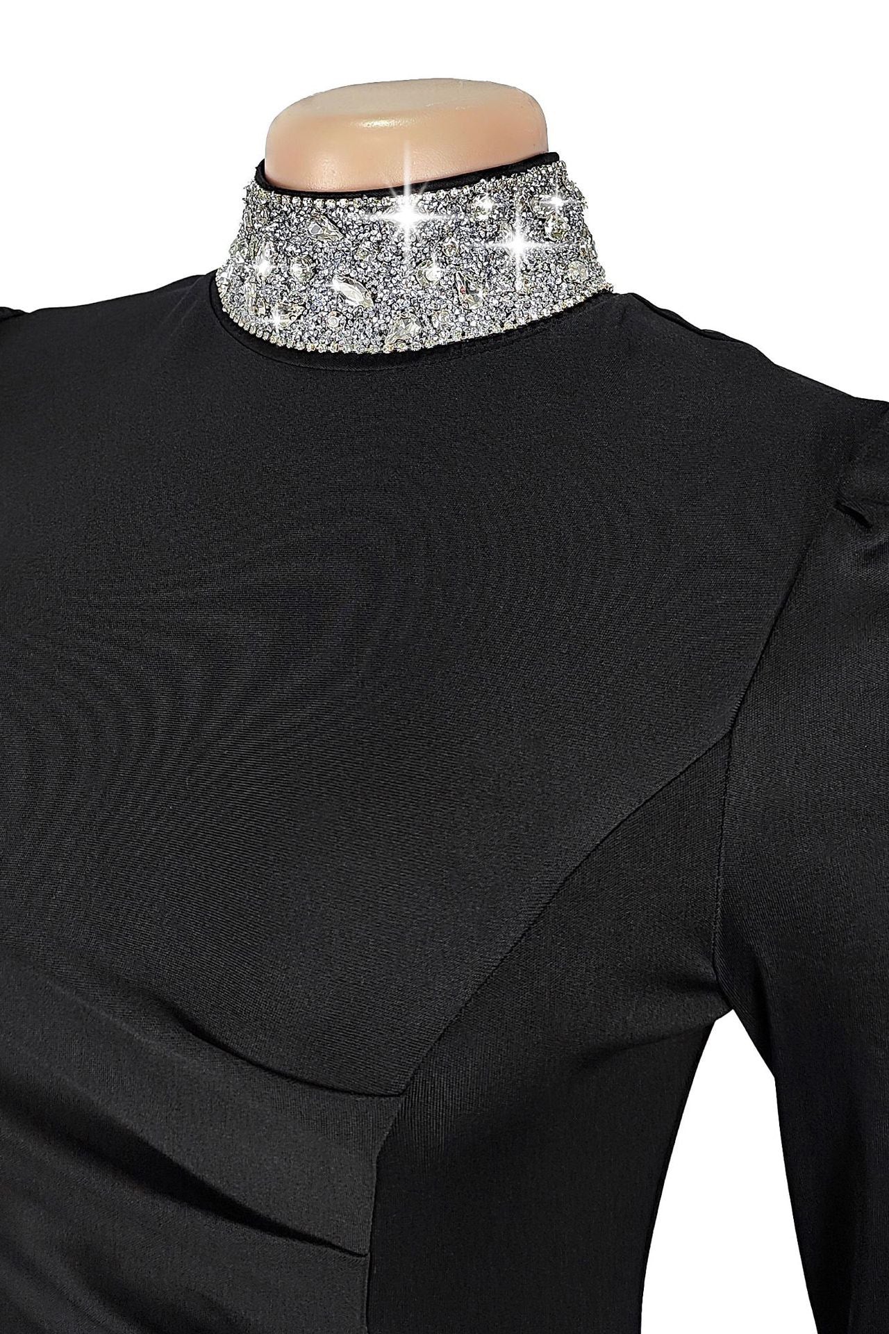 Long Sleeve Rhinestone Turtleneck Maxi Dress Lavish Daily