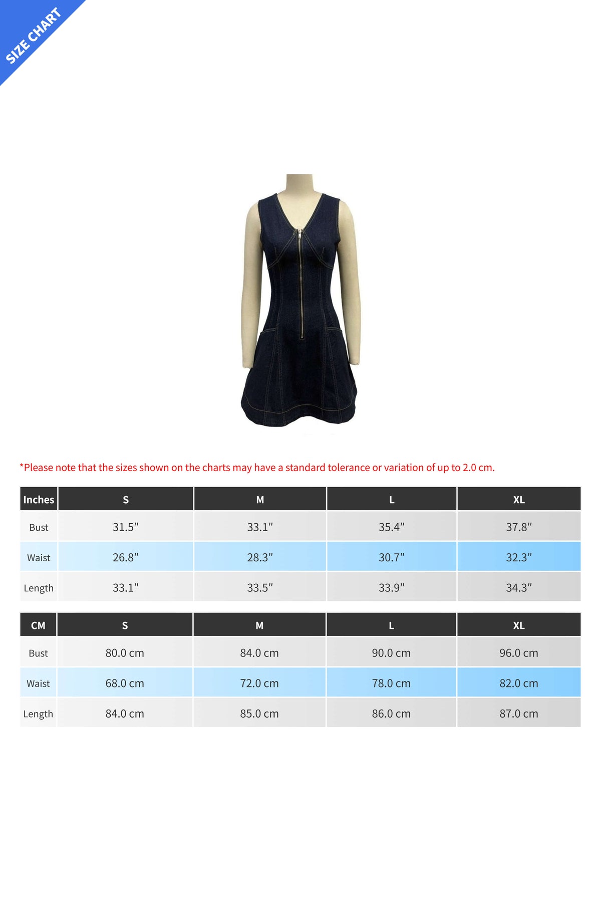 Zip Front Denim Mini Dress Slim Fit Flare Lavish Daily