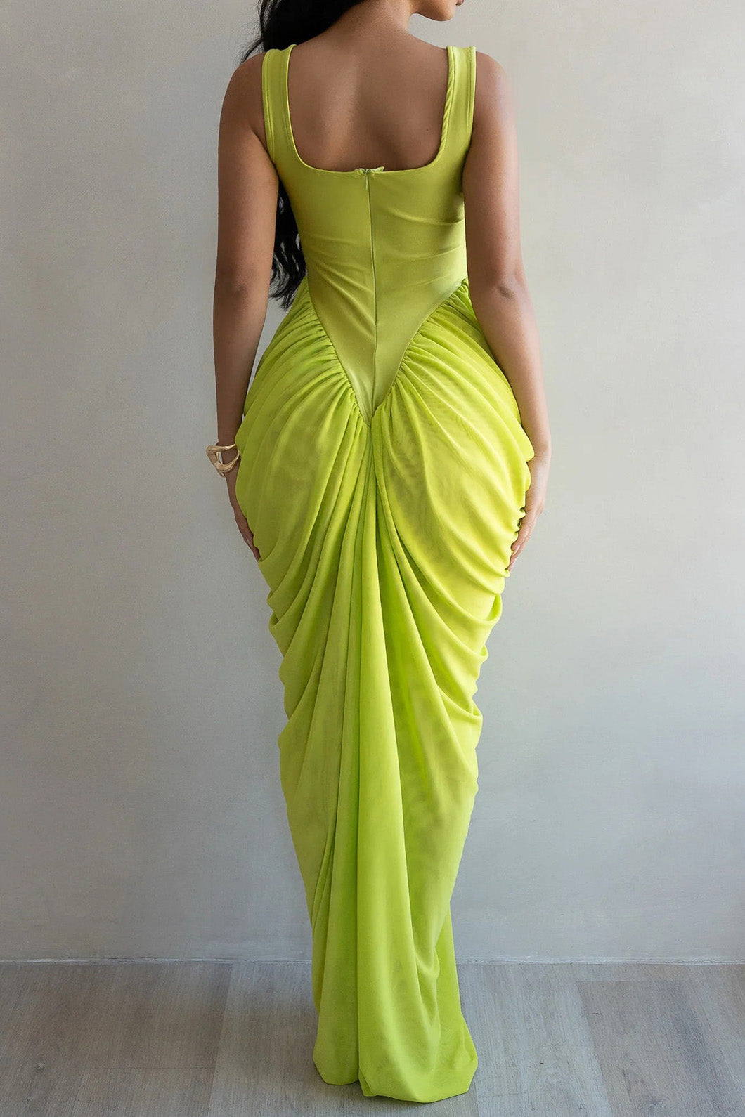 Draped V-Waist Chiffon Maxi Dress Lavish Daily