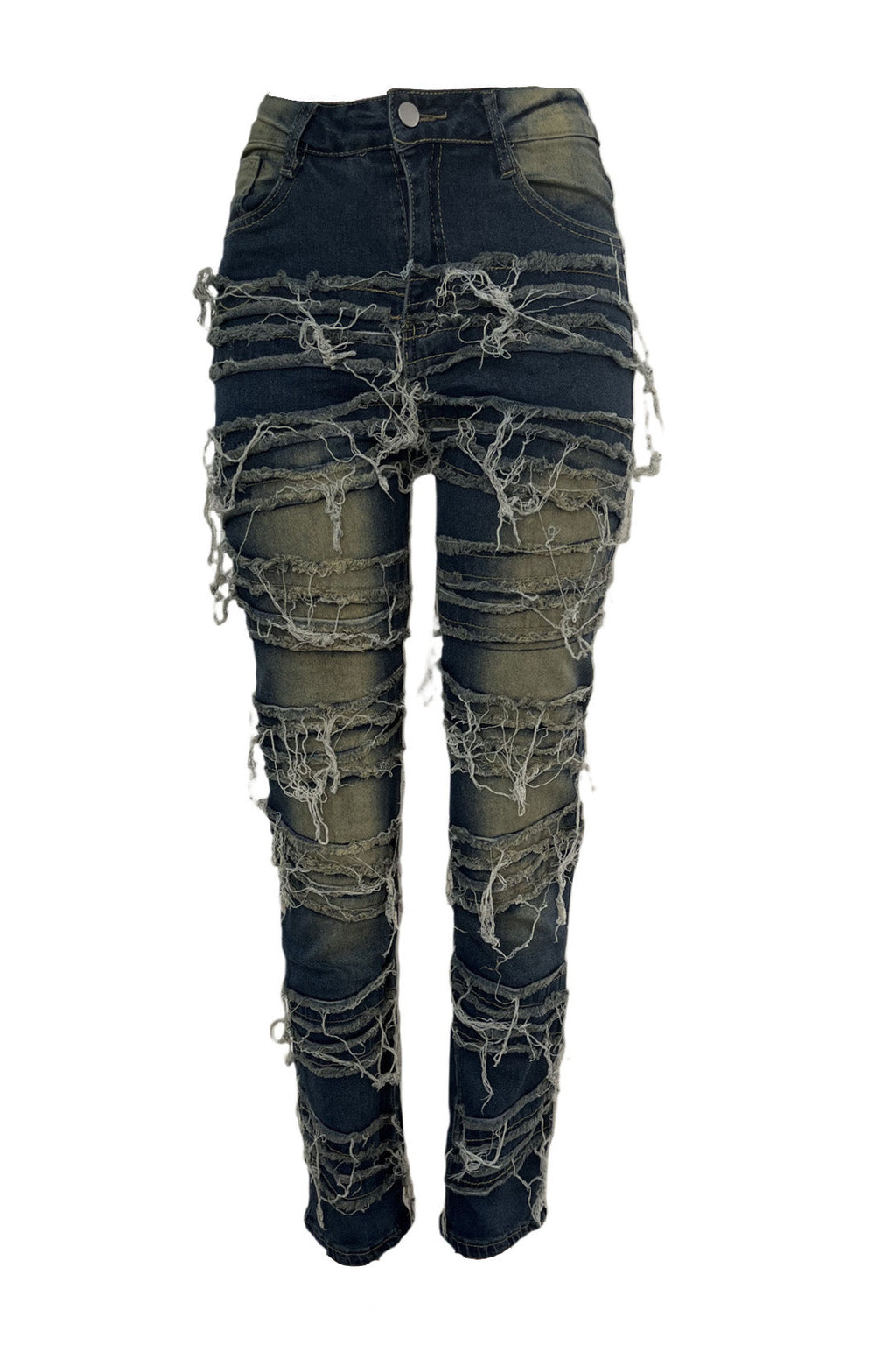 Whiskered Stretch Patch Skinny Jeans Lavish Daily