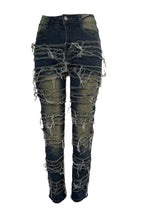 Whiskered Stretch Patch Skinny Jeans Lavish Daily