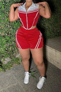 Colorblock Stripe Sleeveless Activewear Set Lavish Daily