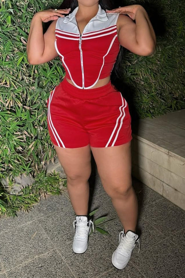 Colorblock Stripe Sleeveless Activewear Set Lavish Daily