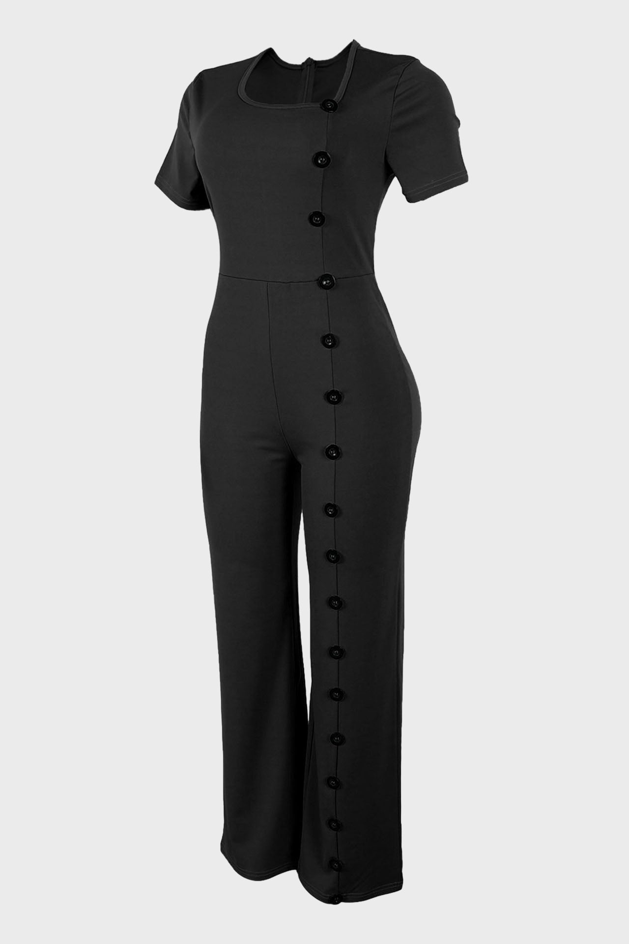 Slim Waist Button Wide Leg Jumpsuit Lavish Daily
