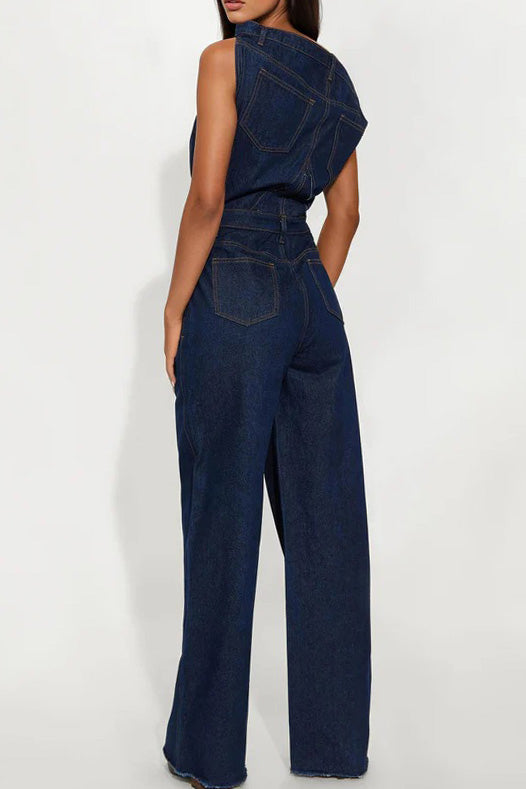 Strapless Off-Shoulder Fitted Denim Jumpsuit Lavish Daily