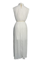 Pleated Tie Midi Dress with Half-High Collar Lavish Daily