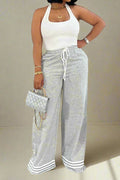 Stripe Wide-Leg Sweatpants Lavish Daily
