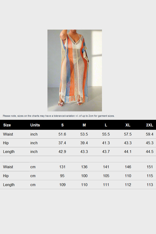 Colorblock V Neck Short Sleeve Split Cover Up Lavish Daily