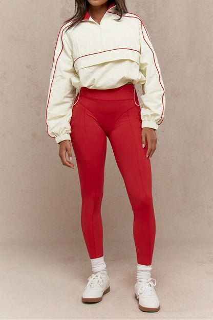 Drawstring Waist Nylon Top & Yoga Pants Activewear Set Lavish Daily