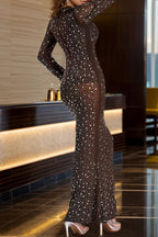 Crystal Embellished Square Neck Maxi Dress Lavish Daily