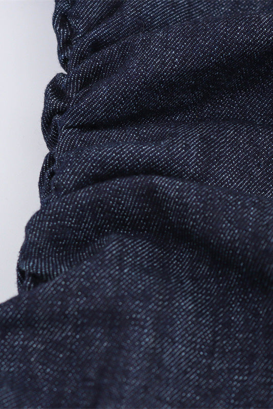 Denim Button Short Sleeve Dress Lavish Daily