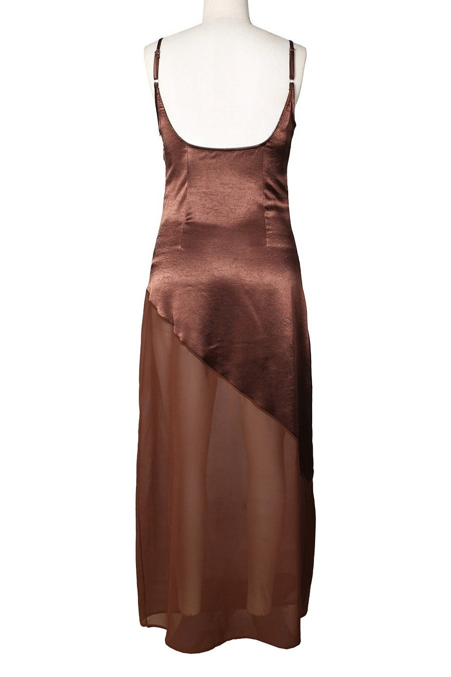 Asymmetrical Satin Sheer Maxi Dress Lavish Daily