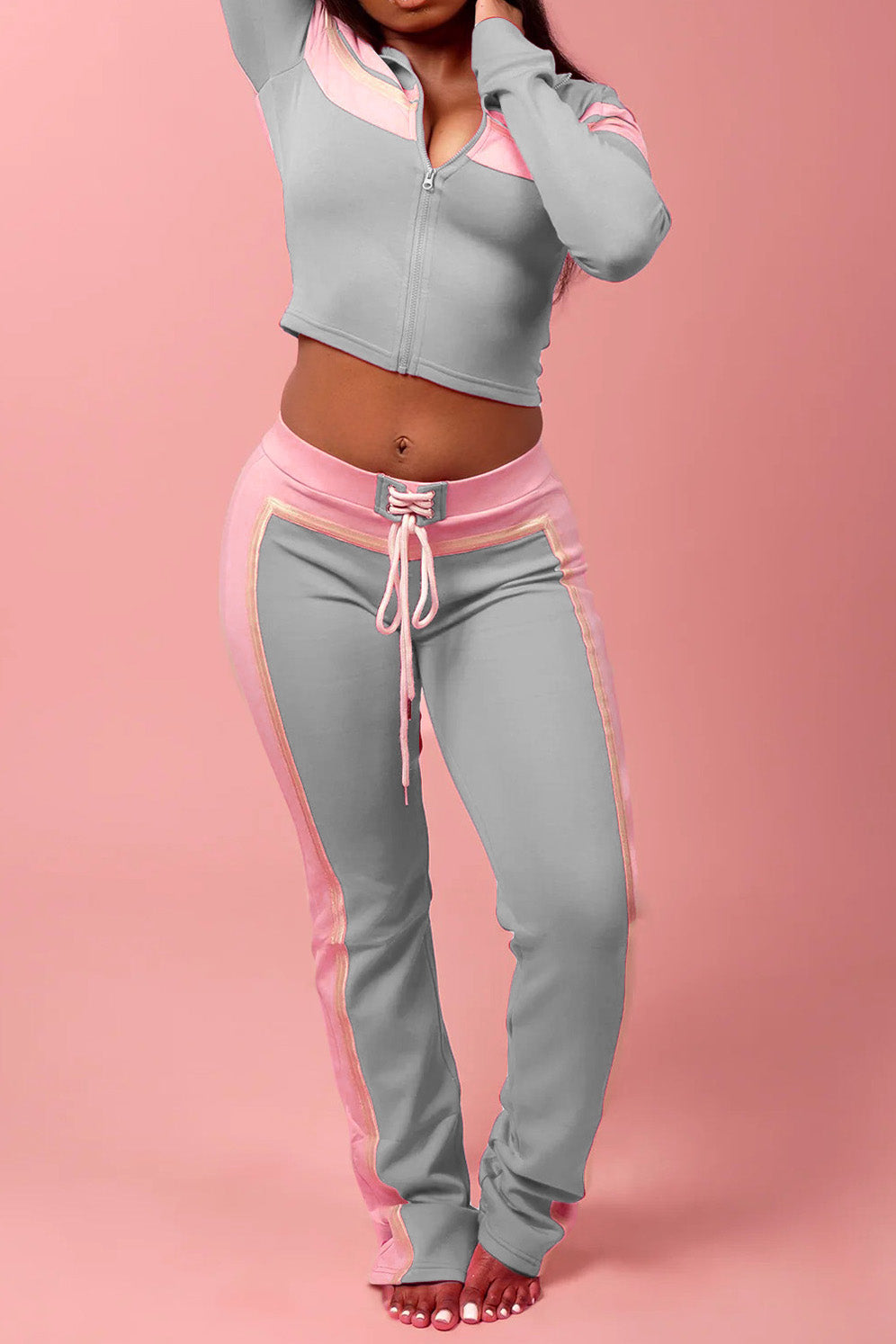 Printed Front-Tie Top and Long Pants Set Lavish Daily