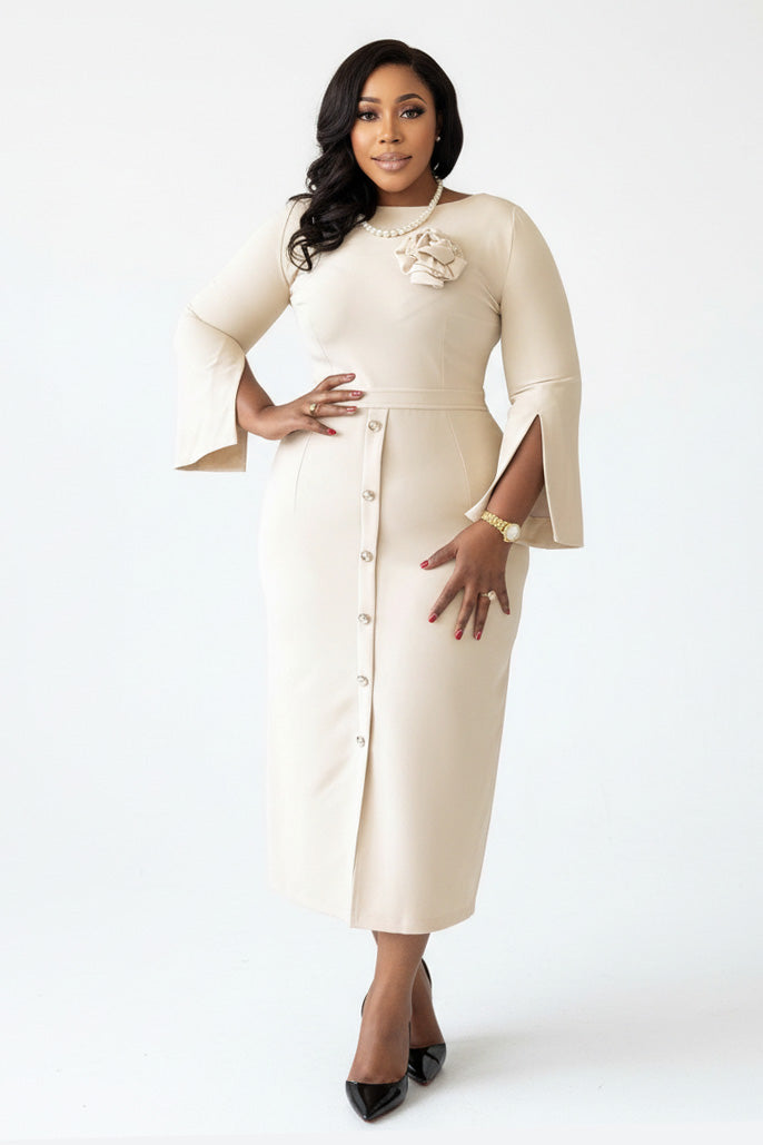 Elegant Round Neck Bodycon Dress Lavish Daily