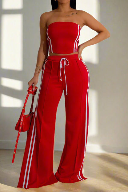 Side Two Stripes Strapless Set Lavish Daily