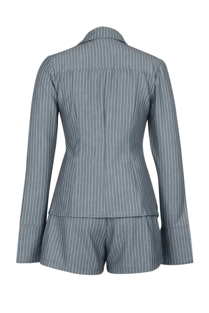Striped Tie Front Shirt & Shorts Set Lavish Daily