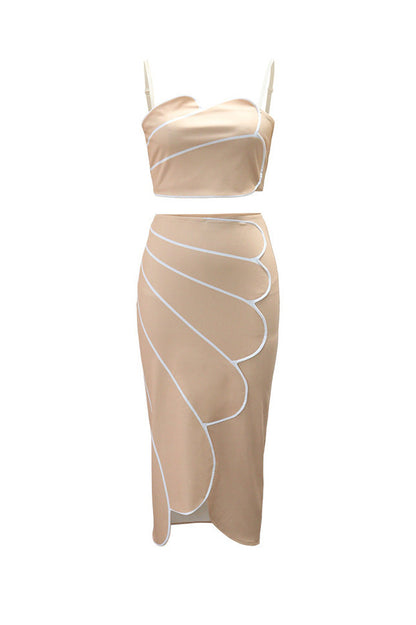 Contrast Trim Scalloped Two-Piece Set Lavish Daily