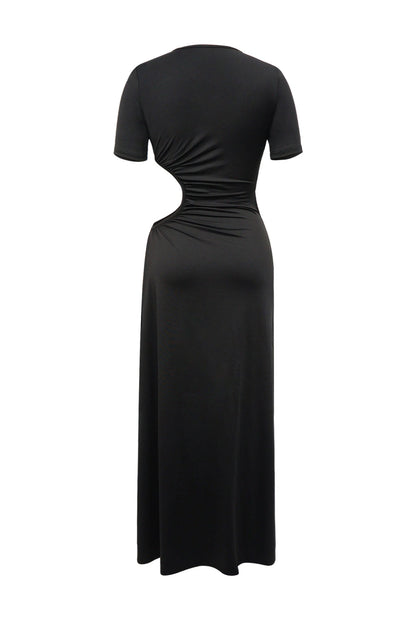 Cutout Ruched High Slit Maxi Dress Lavish Daily