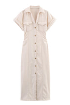 Denim Button Short Sleeve Dress Lavish Daily