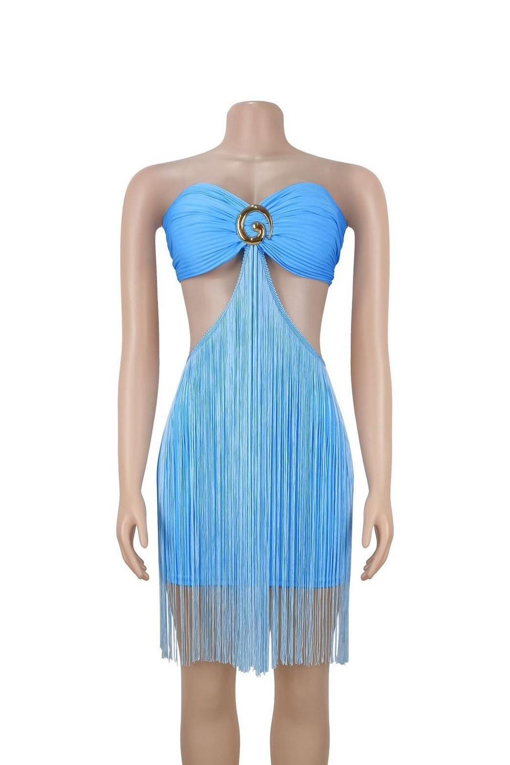 Strapless O-Ring Cutout Fringe Mini Dress Lavish Daily