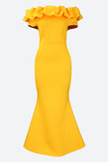 Solid Ruffle Collar Mermaid Dress Lavish Daily