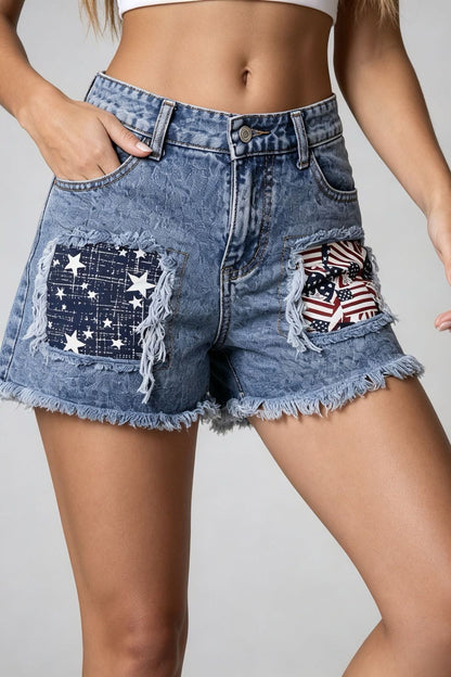American Flag Distressed Denim Shorts Lavish Daily
