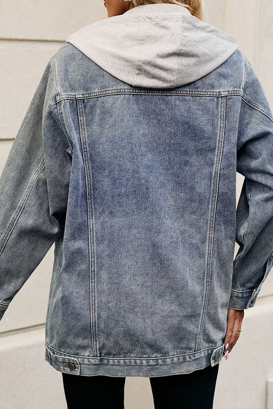 Denim Jacket with Detachable Hood Lavish Daily