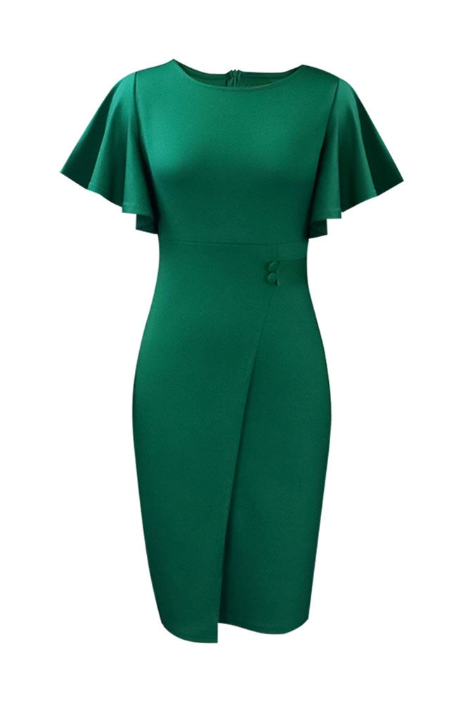 Midi Bodycon Ruffle Sleeve Dress Lavish Daily