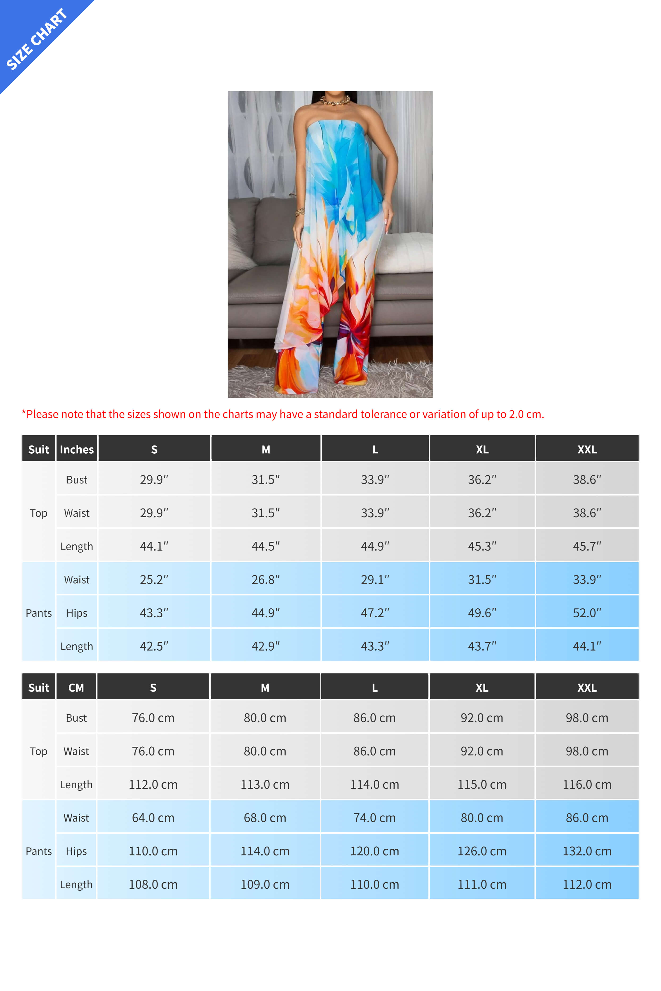 Printed Tube Top & Pants Two-Piece Set Lavish Daily