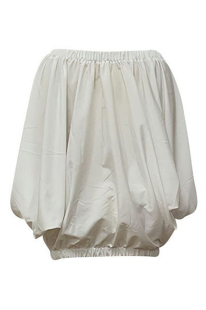 Solid Off-The-Shoulder Bubble Hem Mini Dress Lavish Daily