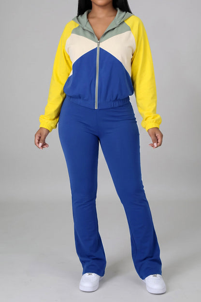Zip-Front Contrast Panel Track Pants Set Lavish Daily