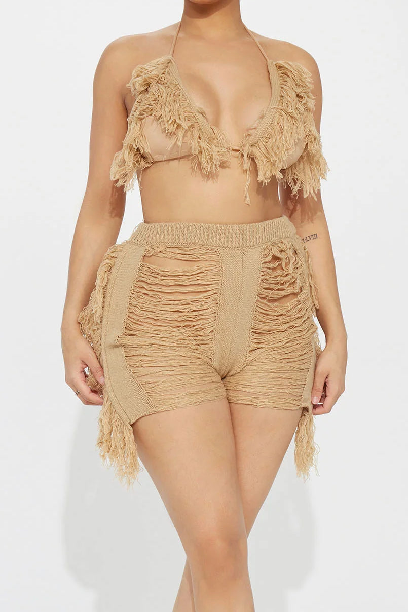 Tassel Crochet Short Set Lavish Daily