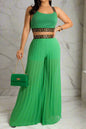 Cropped Tank Top & Pleated Wide Leg Pants Set Lavish Daily