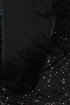 Feather Sequins Strap High Slit Dress Lavish Daily