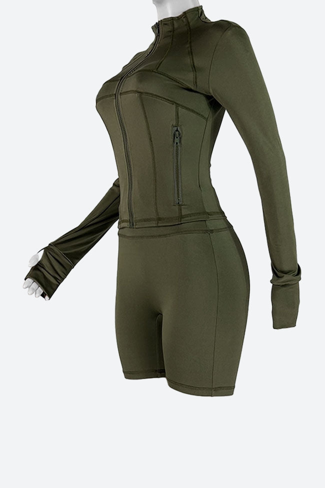 Long Sleeve Crop Top and Shorts Set Lavish Daily