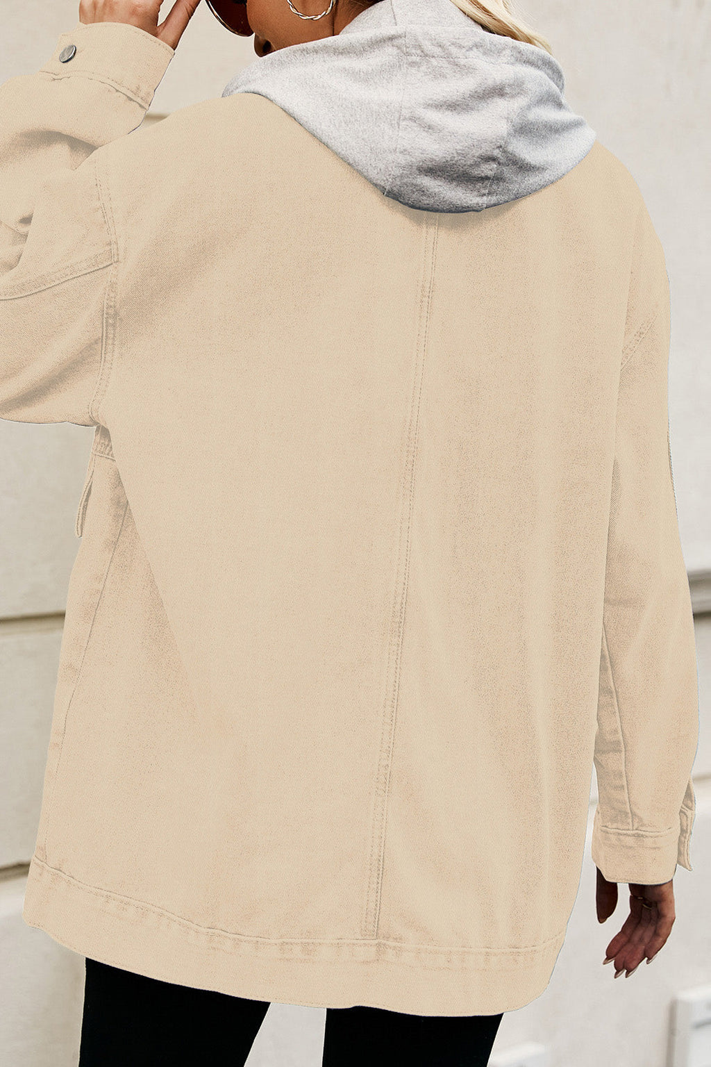 Oversized Denim Jacket with Detachable Hood Lavish Daily