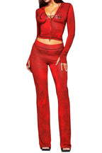 Snake Print Zip Crop & Flare Set Lavish Daily