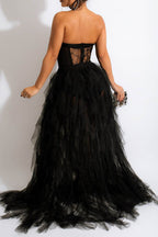 See Through Corset Maxi Dress Lavish Daily