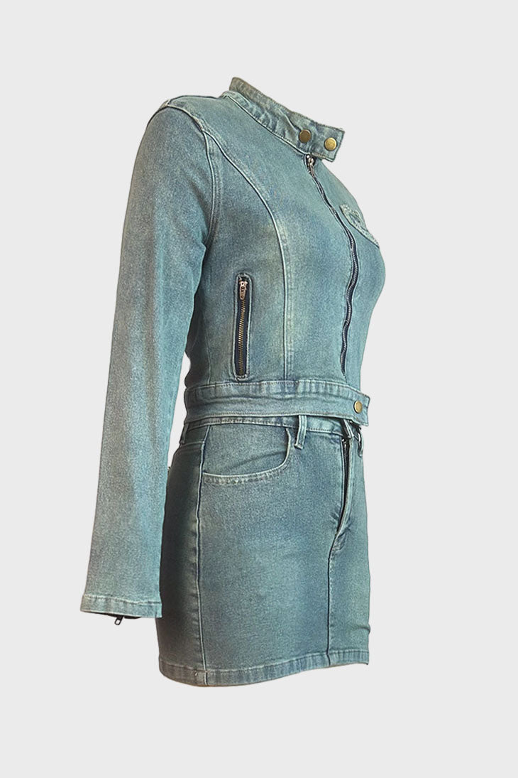 Vintage Wash Patch Denim Jacket Lavish Daily