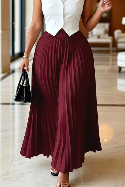 High Waist Pleated Maxi Skirt Lavish Daily