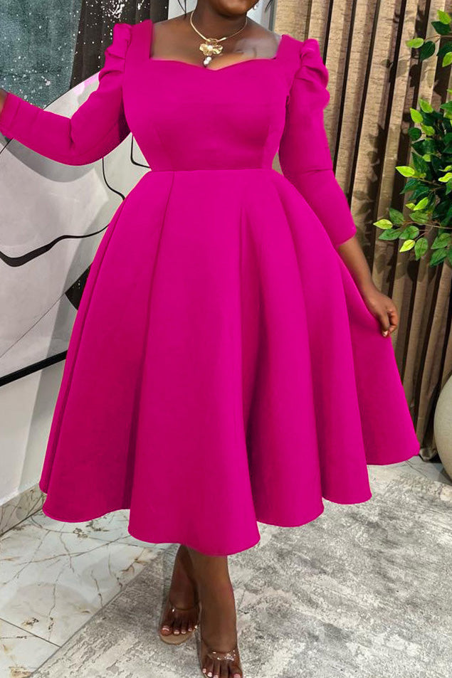 Solid Square Neck High Waist Maxi Dress Lavish Daily