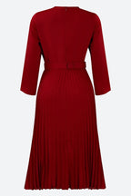 Elegant Pleated Career Solid Dress Lavish Daily