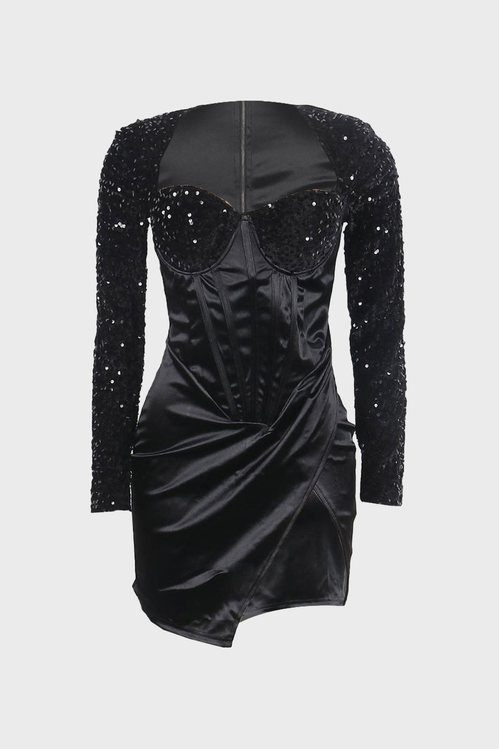 Split Square Cut Collar Stretch Sequin Dress Lavish Daily