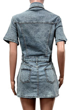 Short Sleeve Denim Mini Dress Lavish Daily