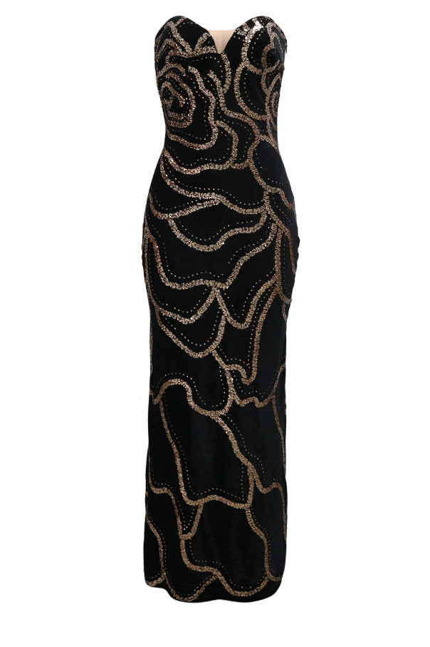 Elegant V-Neck Strapless Evening Gown Lavish Daily