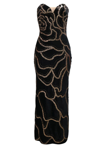 Elegant V-Neck Strapless Evening Gown Lavish Daily